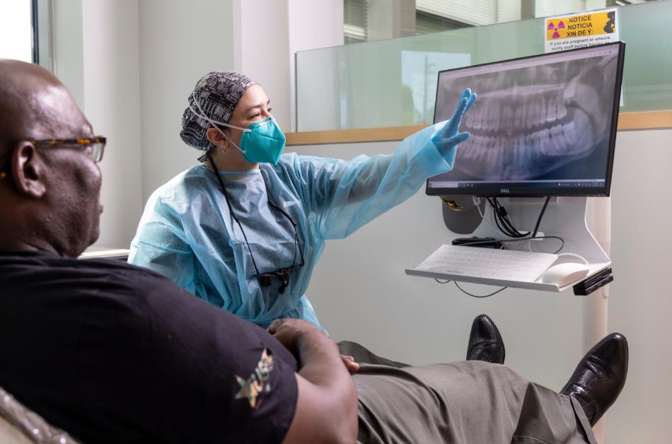 Dentist with a patient